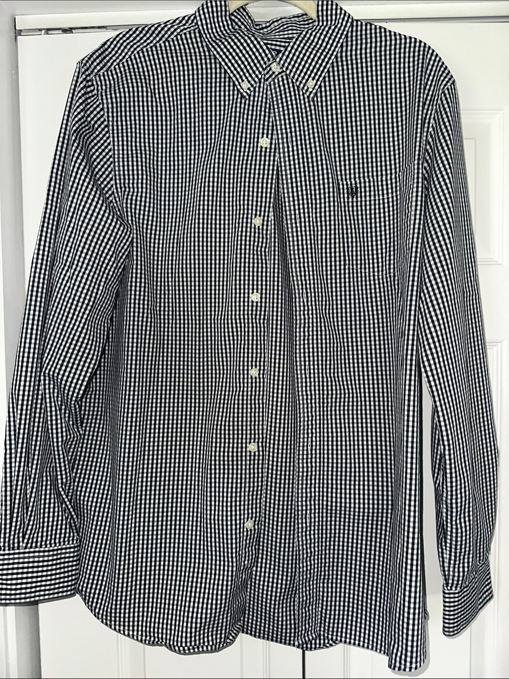 Chaps- Men's Black & White Checked Button-Down Shirt